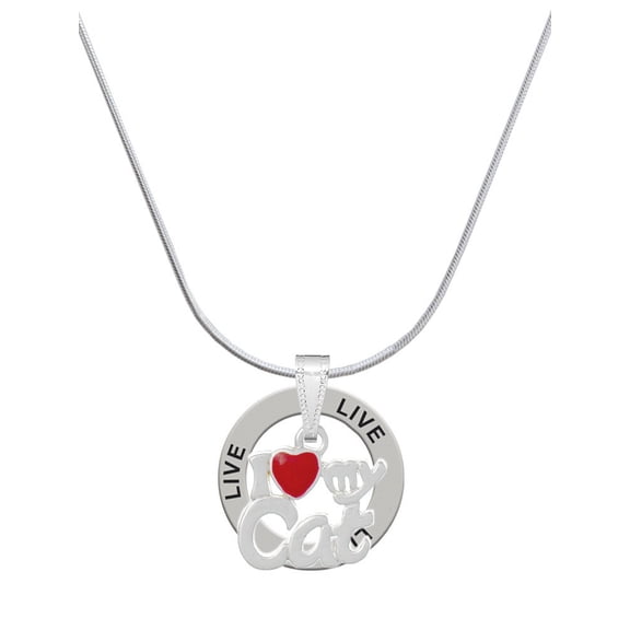 Delight Jewelry Silvertone I Heart My Cat Live Ring Charm Necklace, 18"
