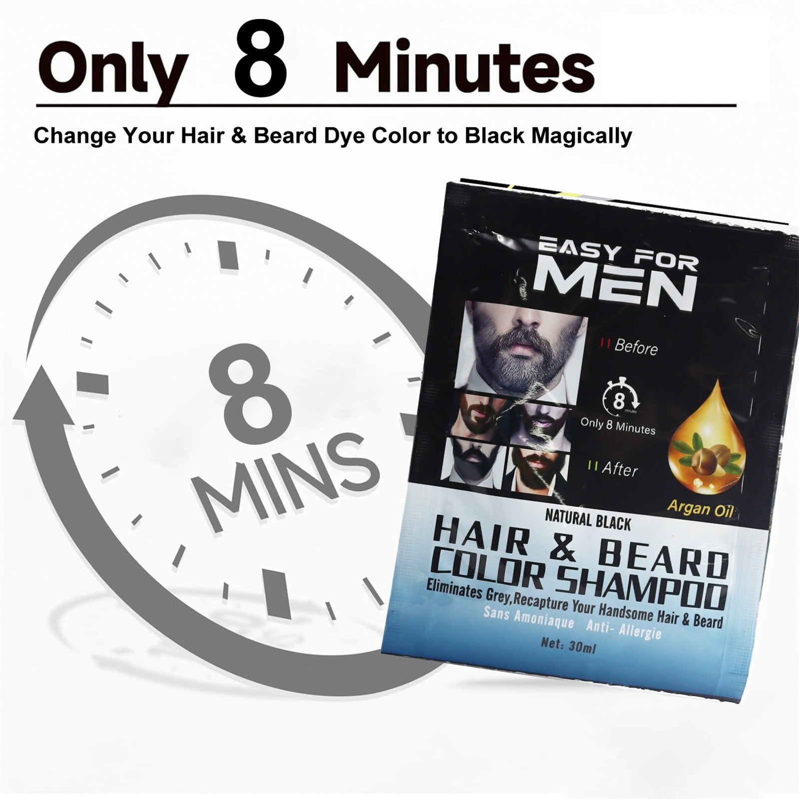 Men Beard Dye For Men With Brush Included For Easy Application With Aloe And Coconut Oil For Facial Hair