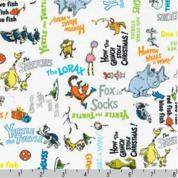 Cotton Celebrate Seuss Kids Officially Licensed by Robert Kaufman Cotton Fabric Print by the Yard (ADED-22857-203-CELEBRATION)