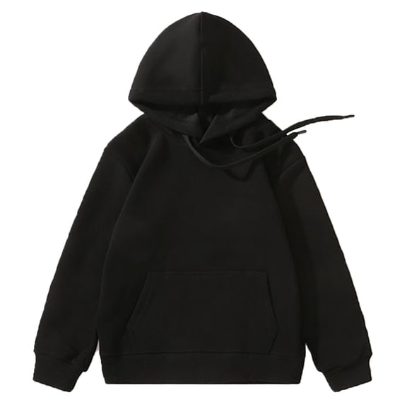 Alvivi Kids Girls Boys Hoodies Long Sleeve Drawstring Pullover Hooded Sweatshirt with Pocket Black 9-10