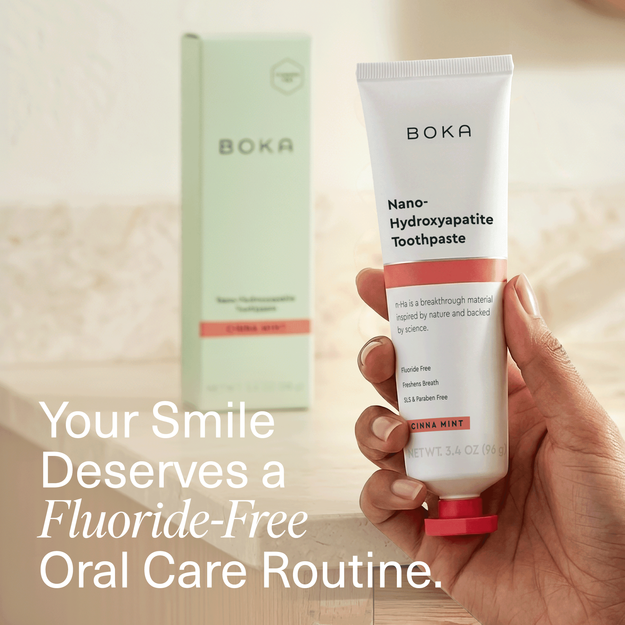 (2 pack) Boka Fluoride Free Toothpaste, Nano-Hydroxyapatite Toothpaste, Appropriate for Sensitive Teeth - Cinna Mint Flavor, 3.4 fl oz