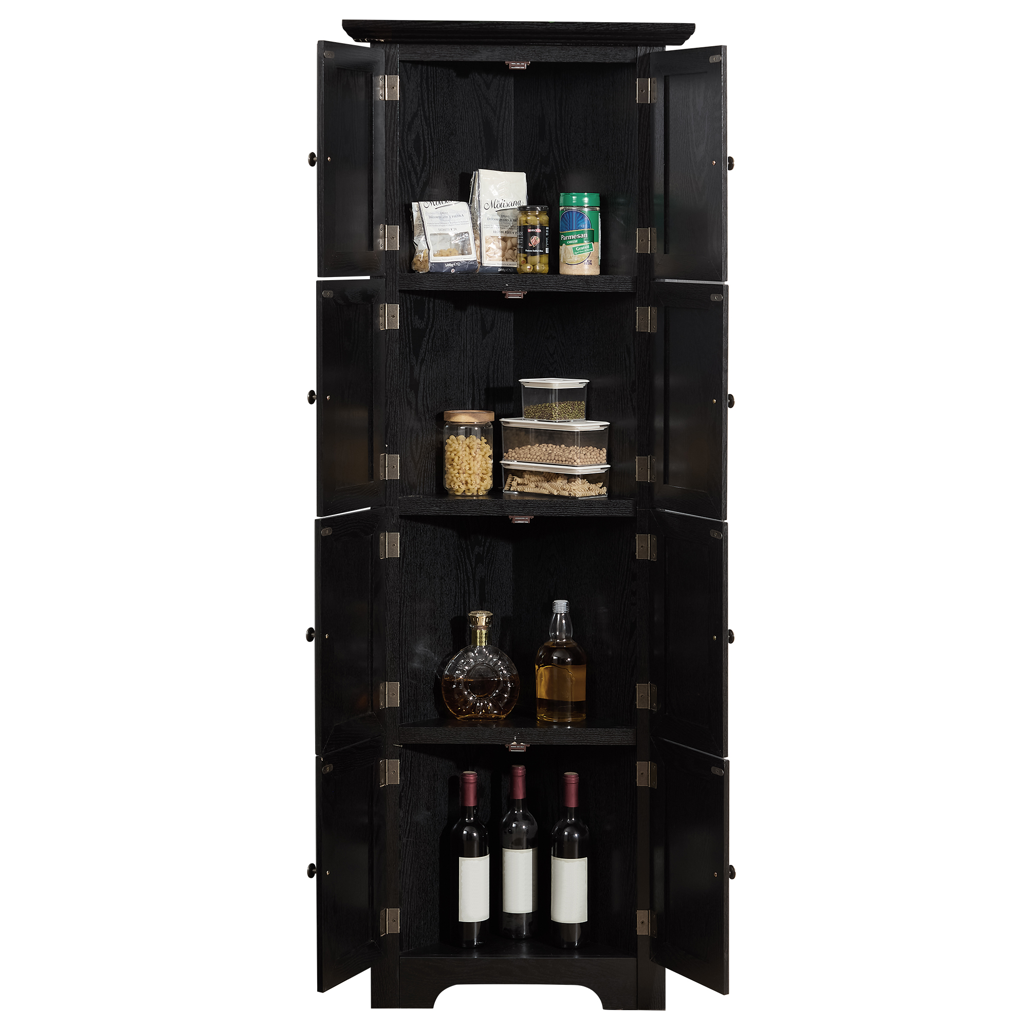 MDQMD Black Corner Storage Cabinet with Doors,72'' Tall Pantry Cabinet for kitchen,Space Saver Bathroom Cabinet for Hallway,Living Room