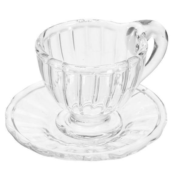 Raindrops Miniature Transparent Glass Tea Set for Decor with 1 Set Perfect for Doll House Scene Decoration