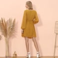 thumbnail image 3 of V Neck Sheer Bishop Sleeve Clip Dot Light Dress Above Knee Length, 3 of 3