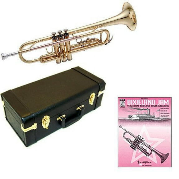 Dixieland Jams Bb Student Trumpet Pack - Includes Trumpet w/Case & Accessories & Dixieland Jam Play Along Book