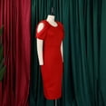 thumbnail image 3 of AURA Plus Size High Waist Pencil Midi Dress Short Sleeve Solid Color Summer Office Commuter Dress, 3 of 9