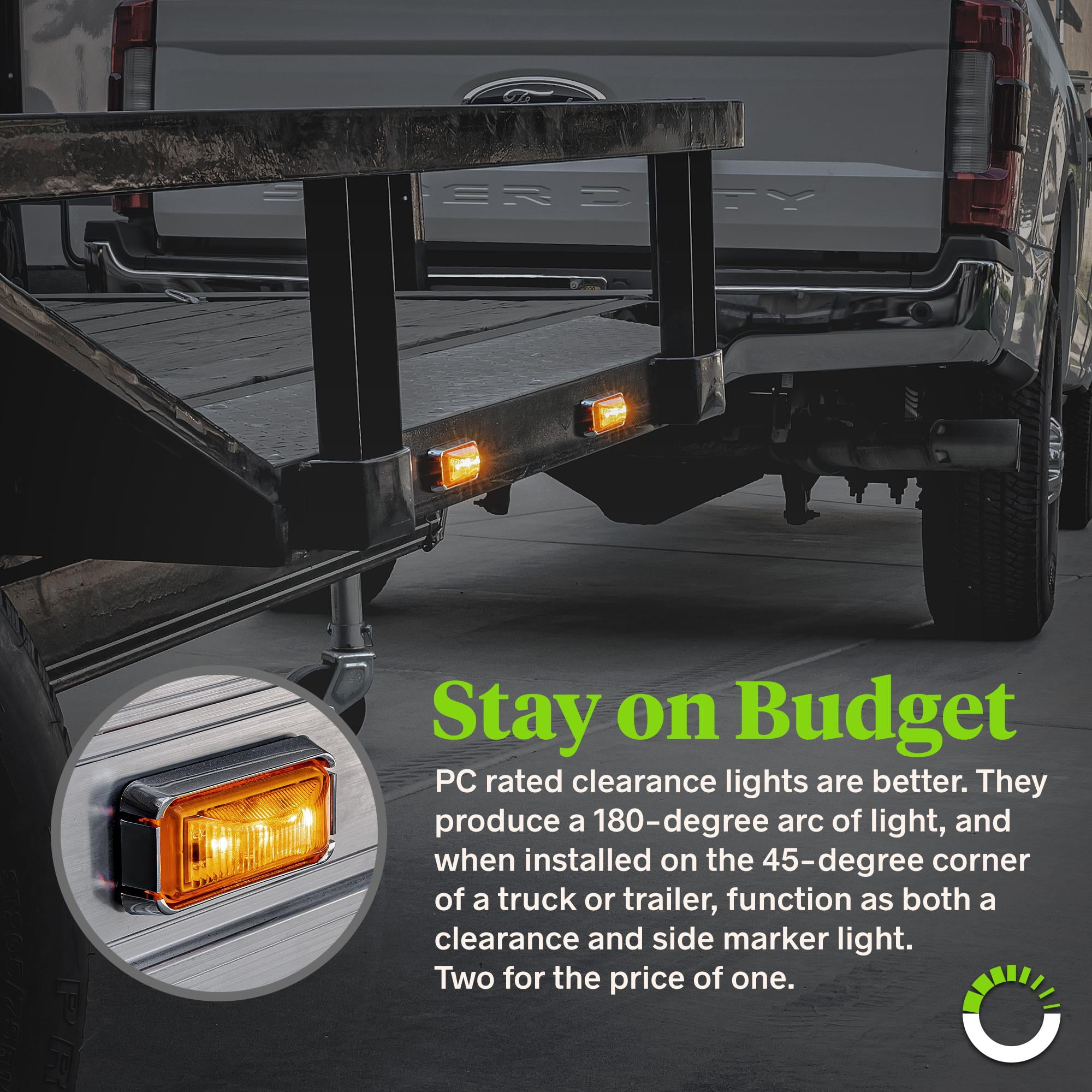 Surface Mount 2pc 2.5 Amber LED Trailer Marker Light Kit w/Chrome Bezel SAE P2 Waterproof IP67 DOT FMVSS 108 Side Marker Lights for Trailer Truck 