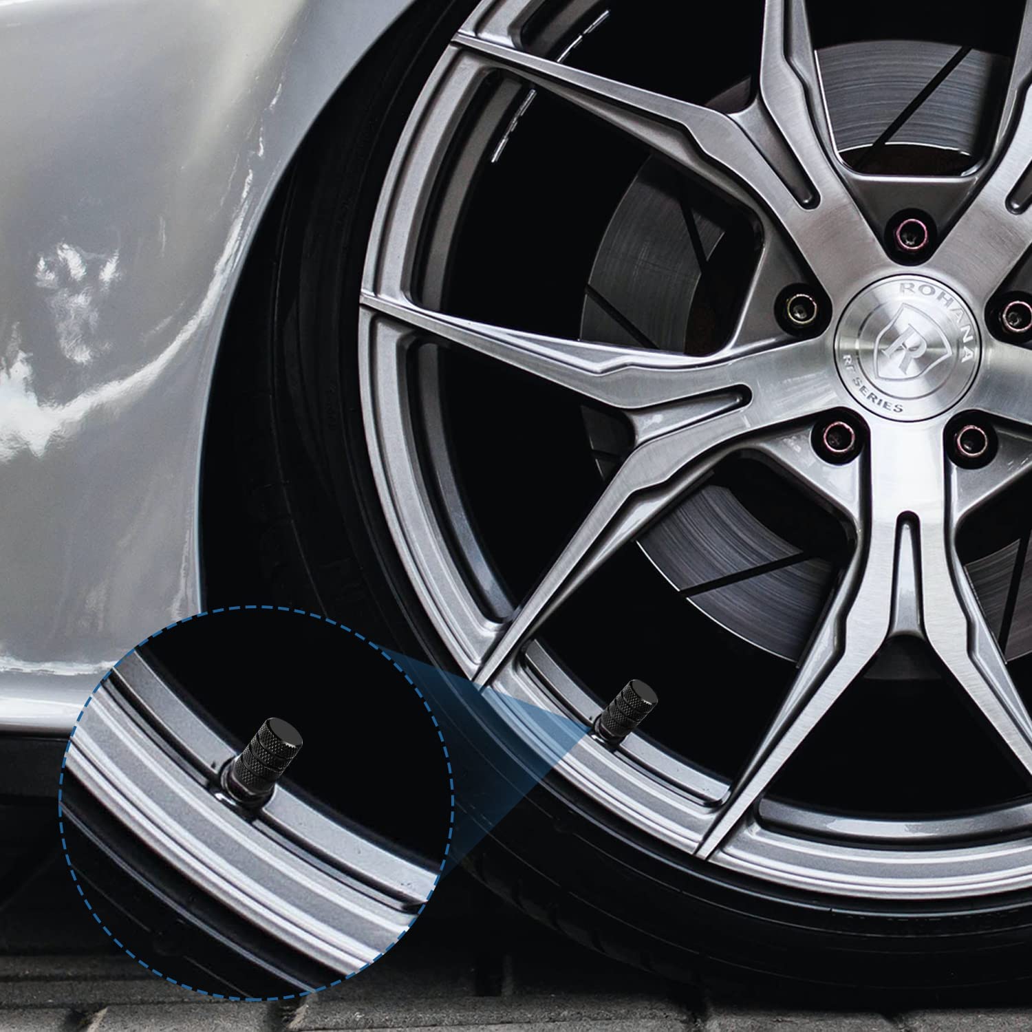 4x Iron Cross Valve Stem Caps Wheel Covers Black Car/Truck/Motorcycle