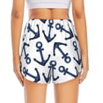 thumbnail image 4 of Xecao's Navy Blue Anchors for a double-layer running short for women, perfect for gym, tennis, and more, featuring a convenient pocket., 4 of 9