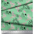thumbnail image 3 of Soimoi Green Cotton Voile Fabric Brush Stroke & Dots Abstract Printed Fabric 1 Yard 42 Inch Wide, 3 of 3