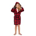 thumbnail image 4 of Christmas Family Hooded Robes Matching Pajamas Plaid Fleece Bathrobe Loungewear for Men Women Kids, 4 of 10