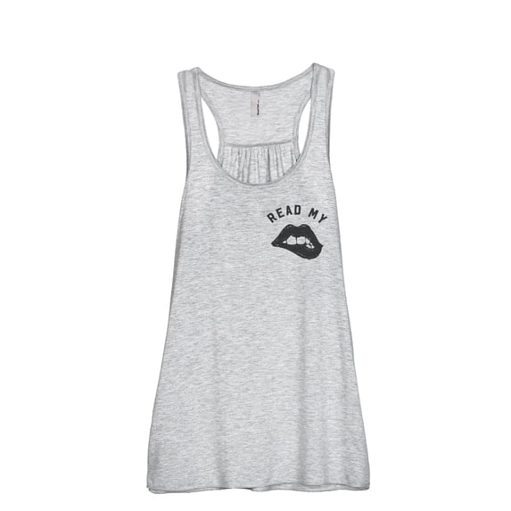 Thread Tank Read My Lips Women's Sleeveless Flowy Racerback Tank Top Sport Grey X-Large