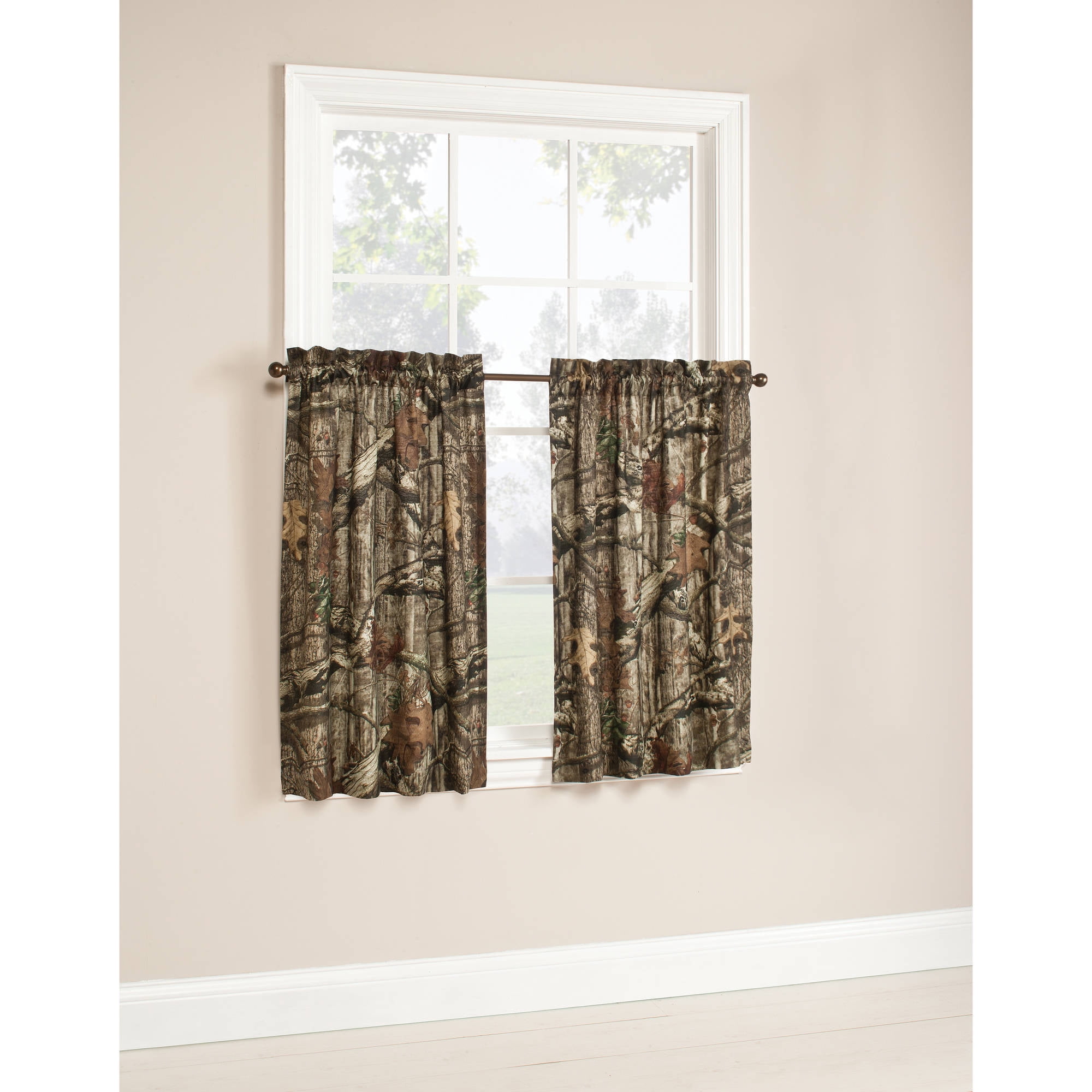 Mossy Oak Camouflage Curtain Tier Pair 75 Polyester 25 Cotton