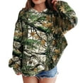 thumbnail image 3 of Dakiuu Girl's Maple Leaves Camo Hoodies Long Sleeve Oversized Sweatshirts Pullovers Streetwear Trendy Loose Fit Drop Shoulder Hooded Tops for 2-12 Years Girls Green 10-11 Years (150), 3 of 6