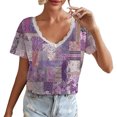 thumbnail image 1 of Gibobby Camisetas de verano para mujer Camiseta manga corta con estampado floral verano para mujer(Morado,CH), 1 of 5