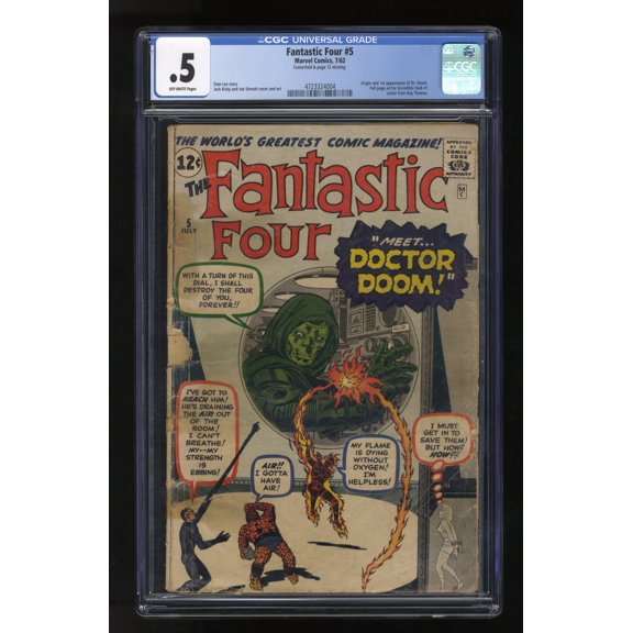 Collectible Fantastic Four #5 CGC P 0.5 Off White 1st Full App. of Doctor Doom! Mega Key! Comic Book