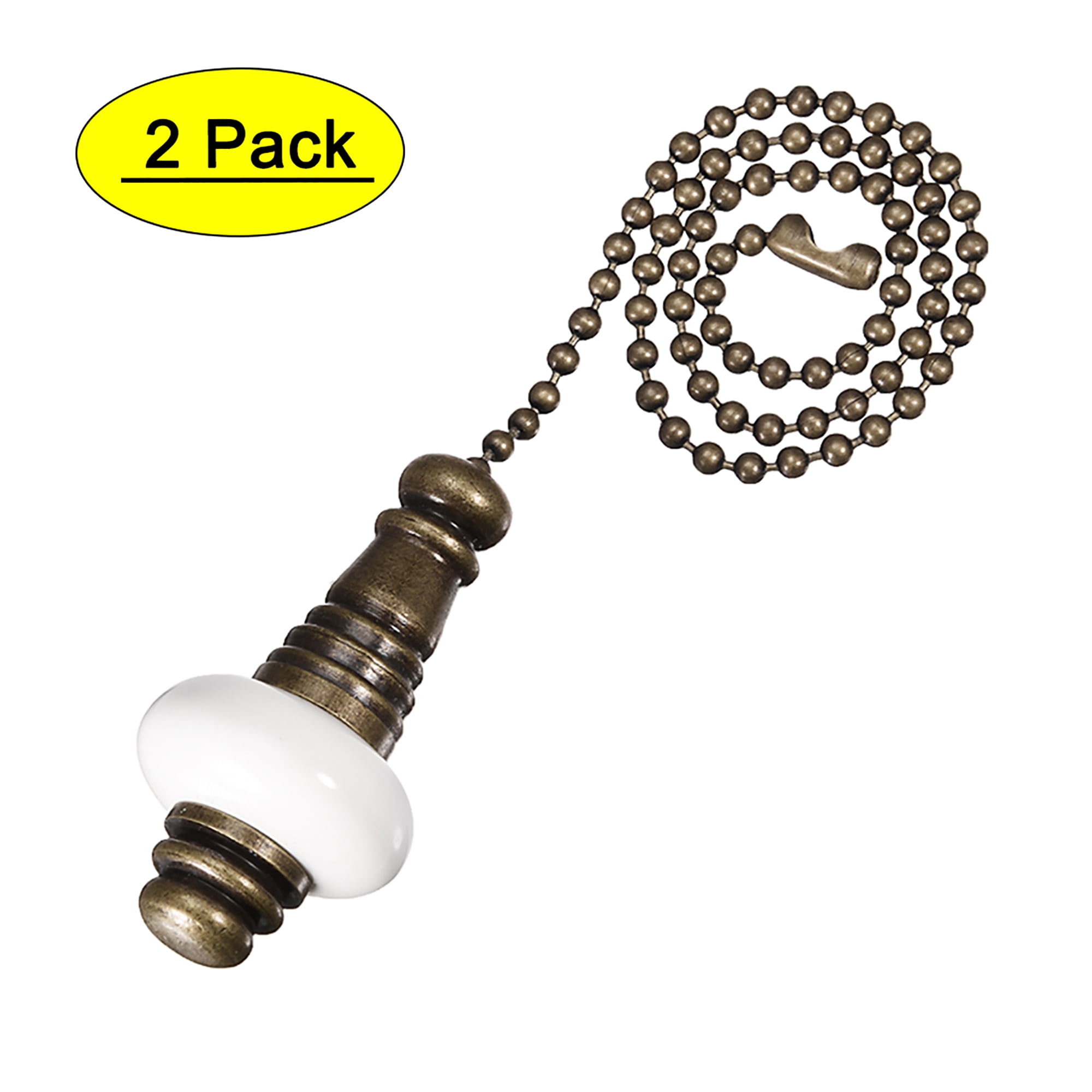 Uxcell 12 inch Pull Chain Ceramic Pendant Brass Finish for Light Fans Lighting Accessories 2 Pack