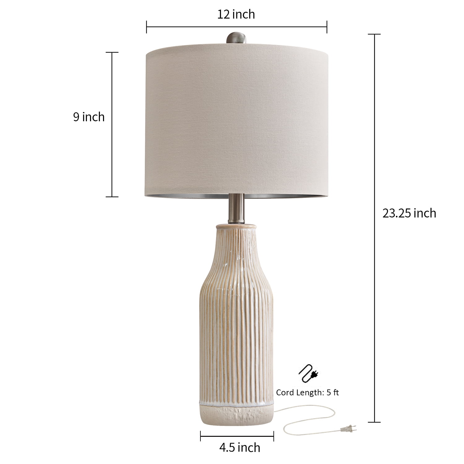 Yokila White Ceramic Table Lamps Set of 2 for Living Room Bedroom 23.25" Modern Bedside Nightstand Lamps