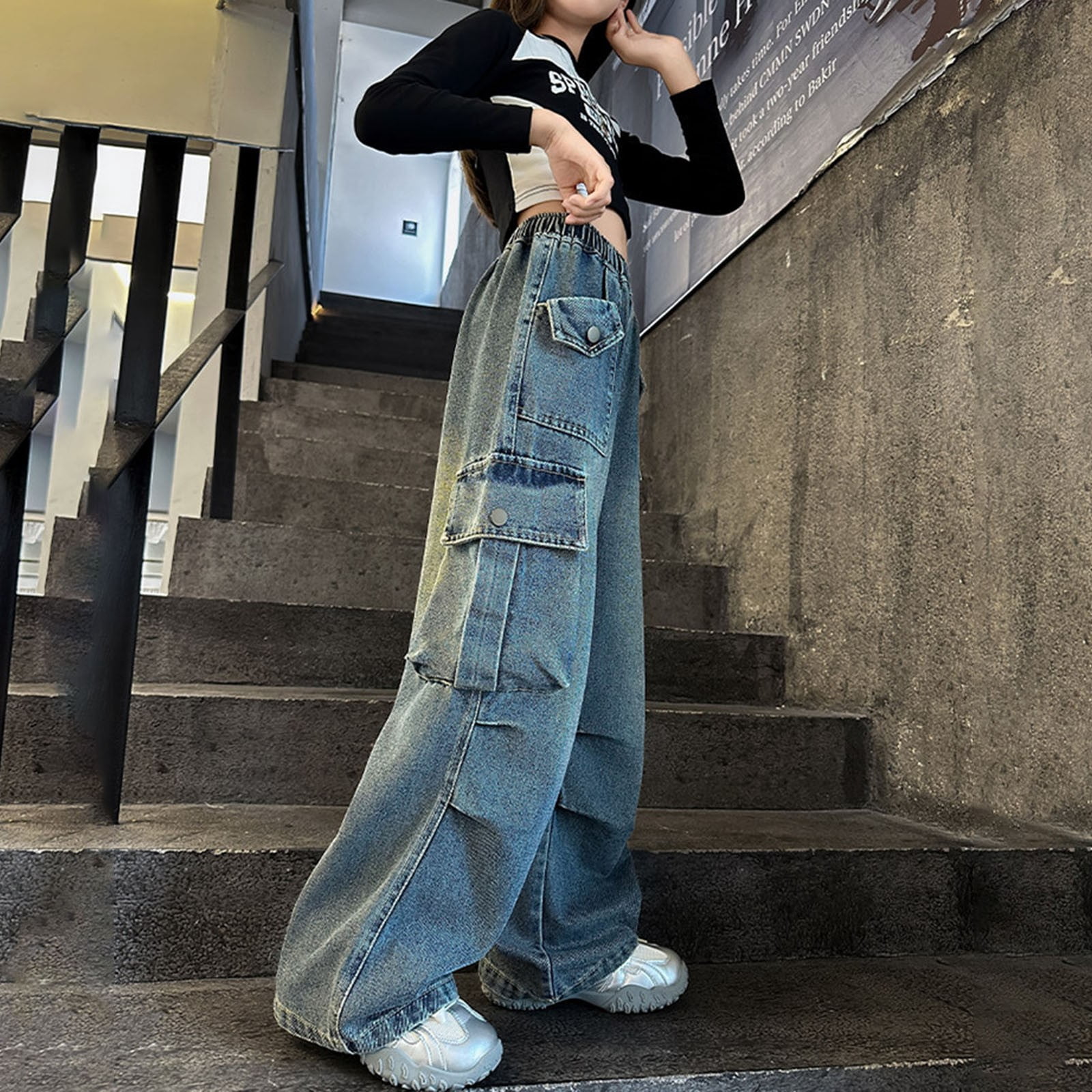Y2K Grunge Denim - Platinum Jeans - Dark Low Rise y2k grunge 