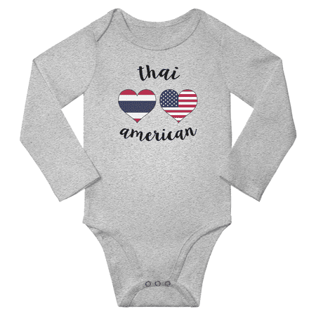 

Thai and American Love Heart Baby Long Slevve Bodysuits Unisex Gifts (Gray 3-6 Months)
