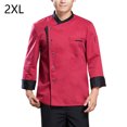 thumbnail image 2 of Chaqueta de chef unisex-adulto manga larga de manga larga tela de algodón de bolsillo para hombre chaqueta de trabajo para el otoño e invierno Restaurante Hotel Red XXL kenally LF000335-14, 2 of 7
