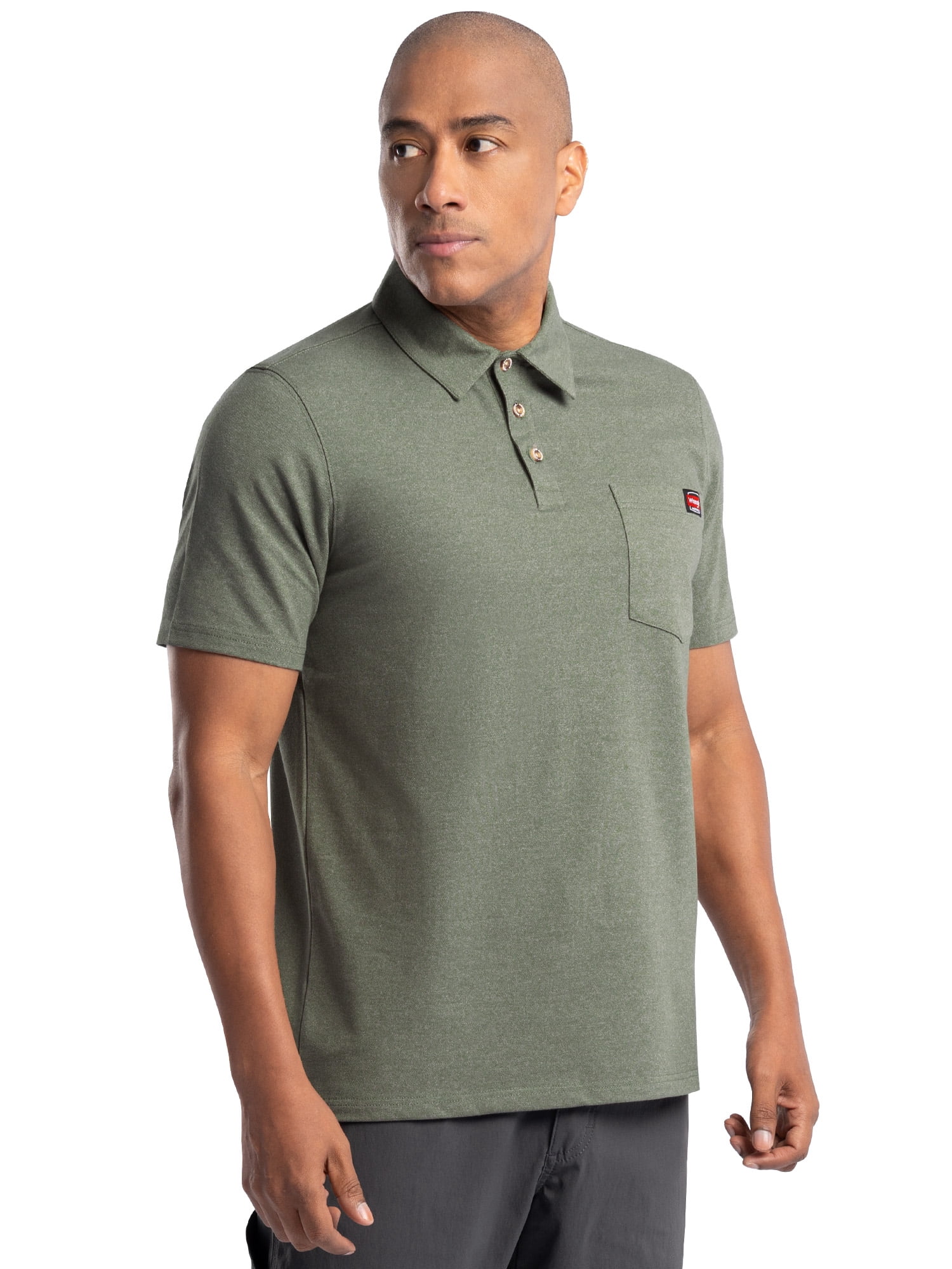 Wrangler Workwear Men's Performance Stretch Polo Short Sleeve Work Shirt, size S-3XL