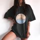 thumbnail image 2 of Blusa de manga corta con estampado de luna y sol de calavera divertida con mangas caídas vintage para mujer Pompotops hfajkhk124948, 2 of 9