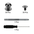 thumbnail image 3 of 30 Pcs Round Head Button Studs 10mm Alloy Leather Rivets with Screw Leather Punch Screwdriver, Black, 3 of 6