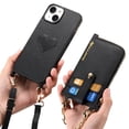 thumbnail image 4 of SaniMore for iPhone 13 Case, PU Leather Removeable Zipper Purse with Card Slots Crossbody Lanyard Shockproof Bumper Anti-drop Love Heart Stylish for Girls Women Wallet Cover for iPhone 13, Black, 4 of 9