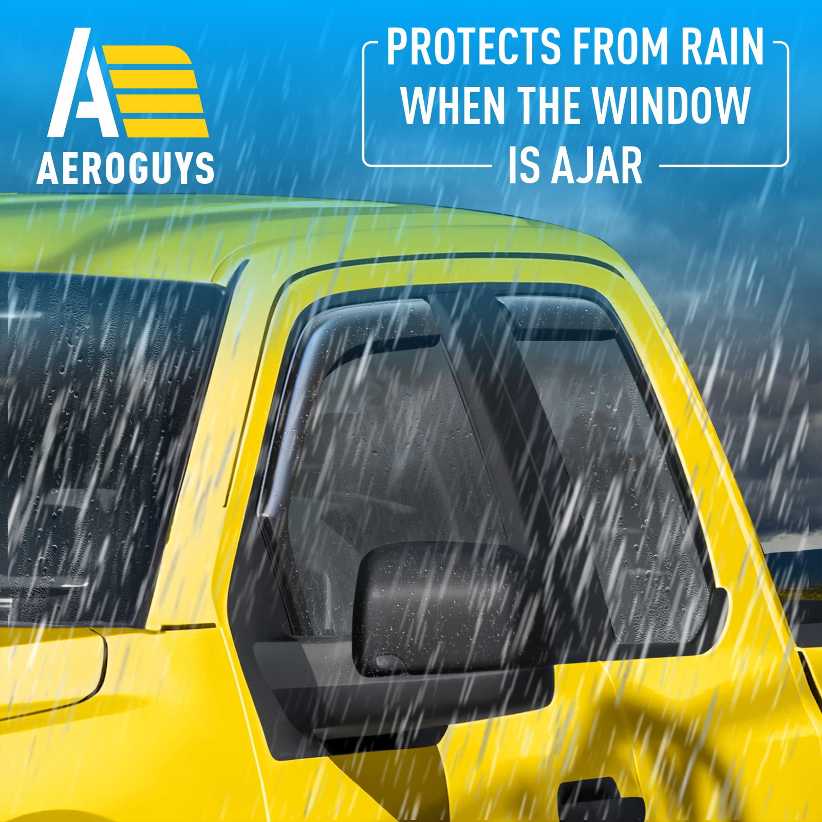 AEROGUYS In-Channel Window Deflectors Extra Durable Window Visors Rain Guards Fit for Ford F-150 2015-2020 SuperCab, Sun Visors, Wind Deflectors, Vent Visors, Truck Accessories - 4pcs. AG0048