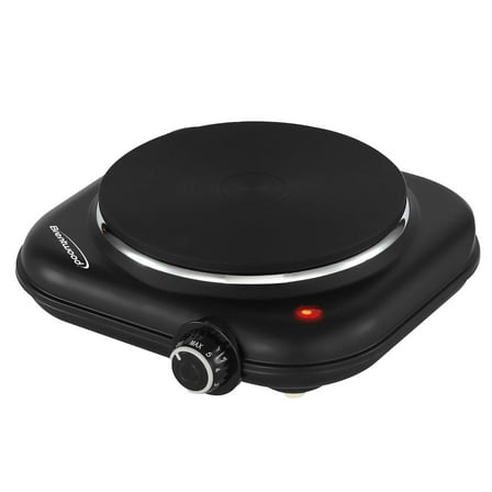 Brentwood Single-Cast-Iron 1,100-Watt Countertop Electric Burner Hot Plate with Temperature Control and Power Indicator Light, Black, TS-331BK