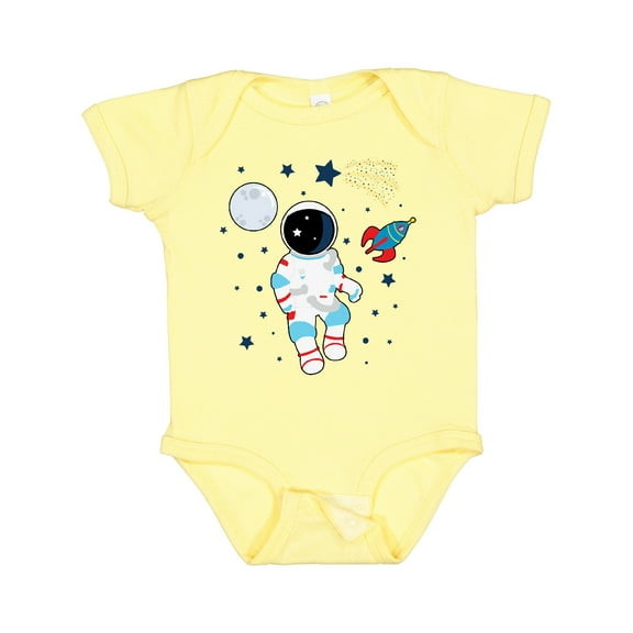 Inktastic Astronaut the Moon Spaceship and Shooting Star for Light Colors Boys or Girls Baby Bodysuit