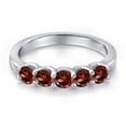 thumbnail image 3 of Gem Stone King 925 Sterling Silver Red Zirconia Wedding-Bands Ring for Women | 0.85 Cttw | Round 3.5MM | Gemstone Birthstone | Size 9, 3 of 6