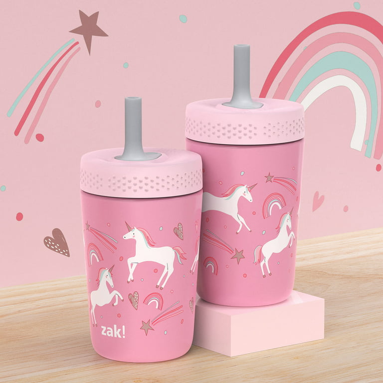 Fanciful Unicorn Antimicrobial 12oz Stainless Steel Double Wall Leakproof Straw Kincaid Tumbler, Size: 3.2 inch x 3.2 inch x 6.77 inch, 7190-W910