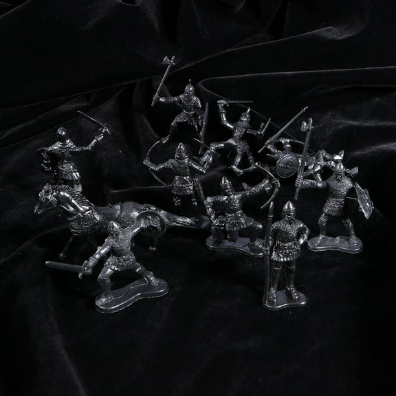 IBASETOY 28 Pcs Knight Action Figure Soldiers Models Plastic Black for Collection 2.8*2*2in