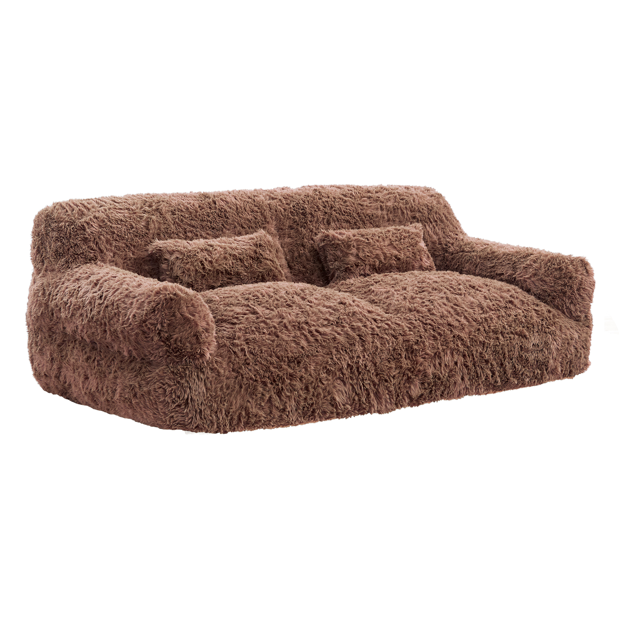 Spruce & Spring Ultra-Plush Fleece Lazy Sofa with Pillow & Blanket, Cozy Bean Bag Loveseat for Living Room & Bedroom, Rust