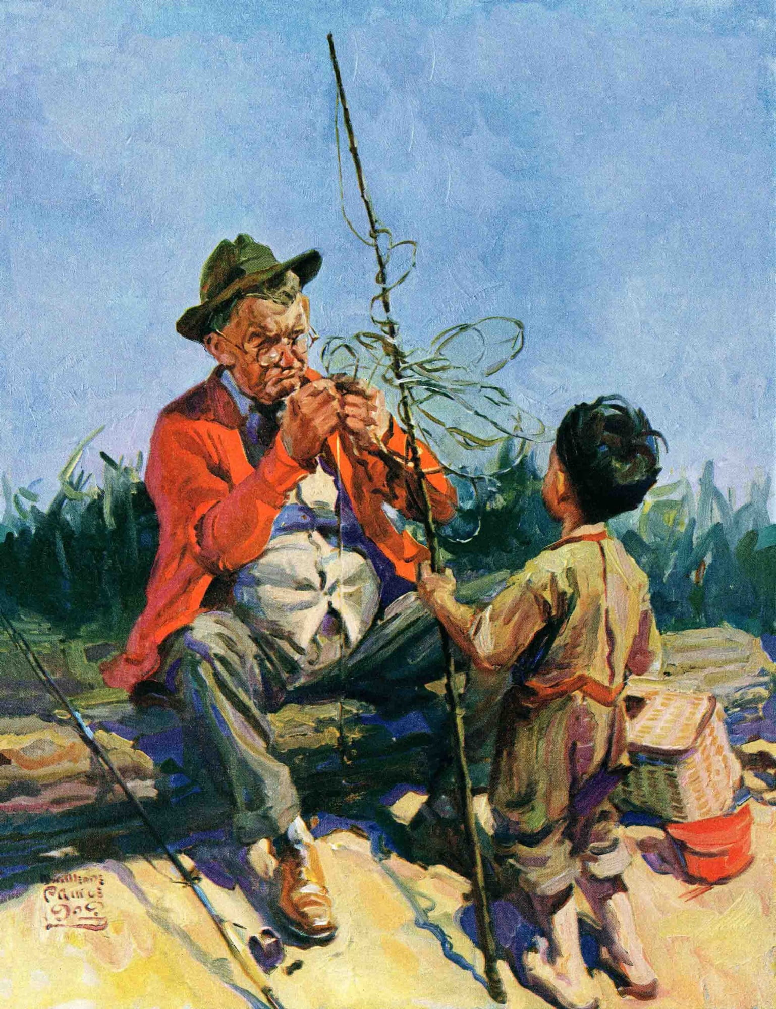 Marmont Hill Tangled Fishing Line by WM. Meade Prince Painting Print on Canvas
