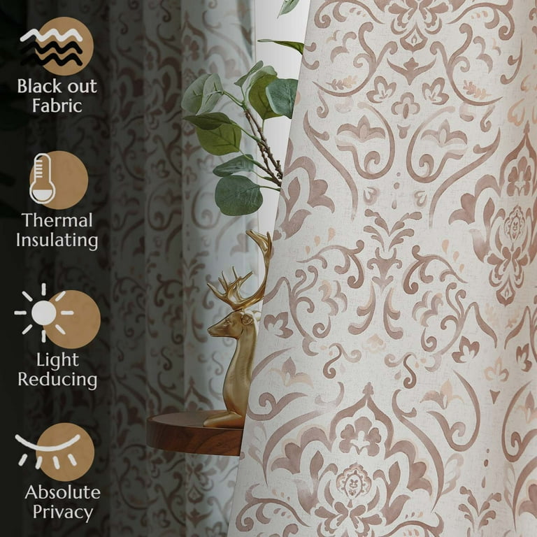 Curtainking 100% Blackout Curtains 84 in Grey Damask Medallion Window  Curtains for Bedroom Grommet Thermal Insulated Drapes for Living Room  Vintage