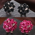 thumbnail image 4 of Grandest Birch Women Elegant Inlaid Rhinestone Blooming Rose Flower Ear Studs Earrings Alloy, Rhinestone Black, 4 of 8