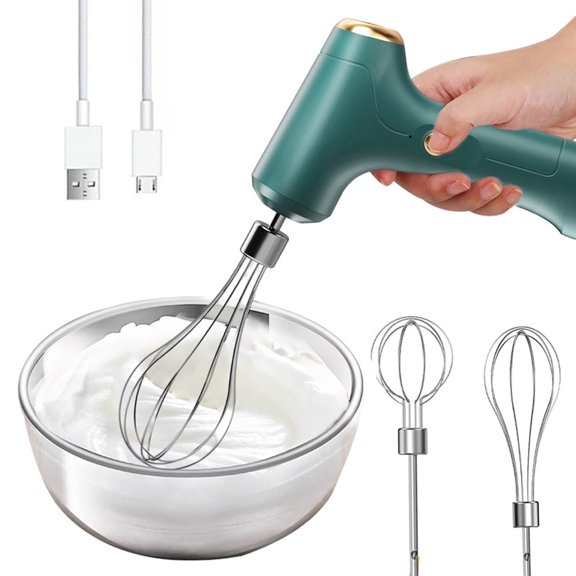 DIYOO Household Standable Cordless Electric Hand Mixer,USB Rechargable Handheld Egg Beater with 2 Detachable Stir Whisks 3 Speed Modes for Whipping, Mixing Cookies, Brownie, Cakes, Dough Batters