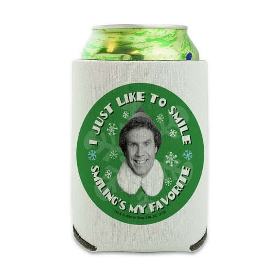 Elf Movie I Just Like to Smile Can Cooler - Drink Sleeve Hugger Collapsible Insulator - Beverage Insulated Holder