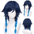 thumbnail image 3 of Blue Short Wig and 2 Ponytail Wigs for Cosplay Venti Wigs Halloween Costume Party Wigs Blue -, 3 of 4