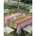 thumbnail image 3 of Square Outdoor Tablecloth with Umbrella Hole Colorful Striped Outside Table Cloth Waterproof Patio Table Cover Modern Stripes Vintage Farmhouse Zipper Tablecloths for Picnic Party Camping 54x54 Inch, 3 of 8