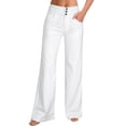 thumbnail image 1 of Jeans de pierna ancha roswear para mujer, casual, cintura alta, blancos, 1 of 7