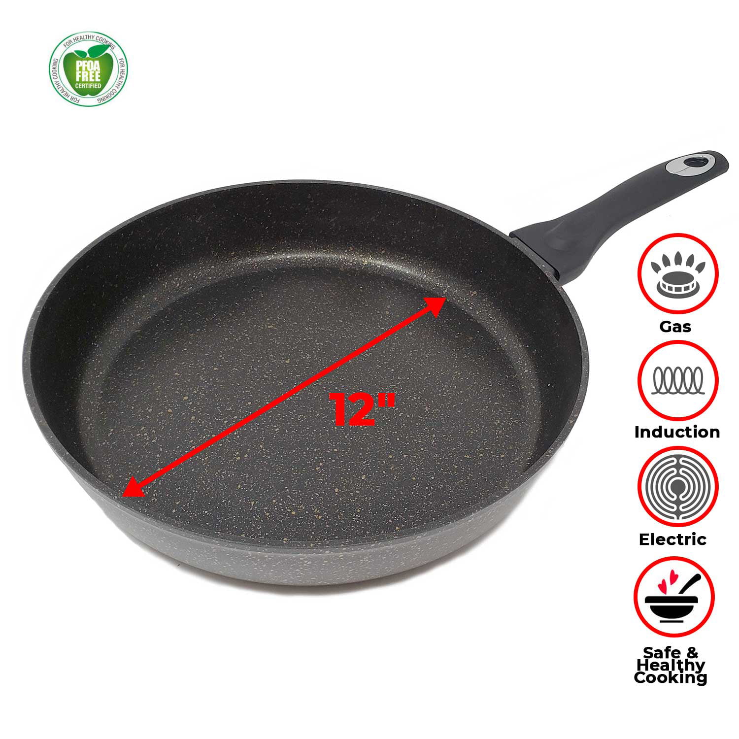 28cm Non Stick Aluminium Frying Pan Granite Marble Coated Gas Electric Induction 