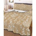 thumbnail image 3 of Quilts Twin Size, Beige Botanical Soft Comforter Bedding Set for Bed, Spring Summer Chic Wildflowers Lightweight Quilted Bedspread with Pillow Cover(2 Pieces) for All Season, 68x86 Inch, 3 of 9