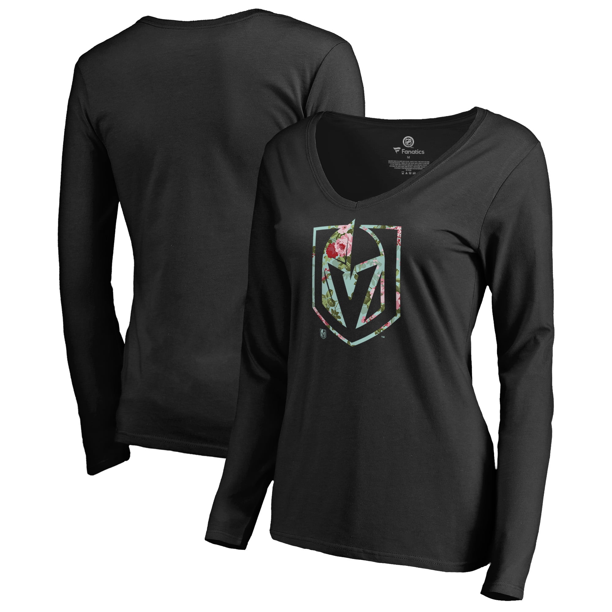 Vegas Golden Knights Fanatics Branded Women's Lovely Long Sleeve V-Neck T-Shirt Black by Football Fanatics/Ruppshirts