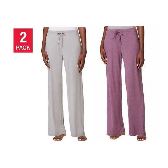 32 Degrees Cool Women's 2 Pack Soft Sleep Lounge Pants, Purple/Gray Medium