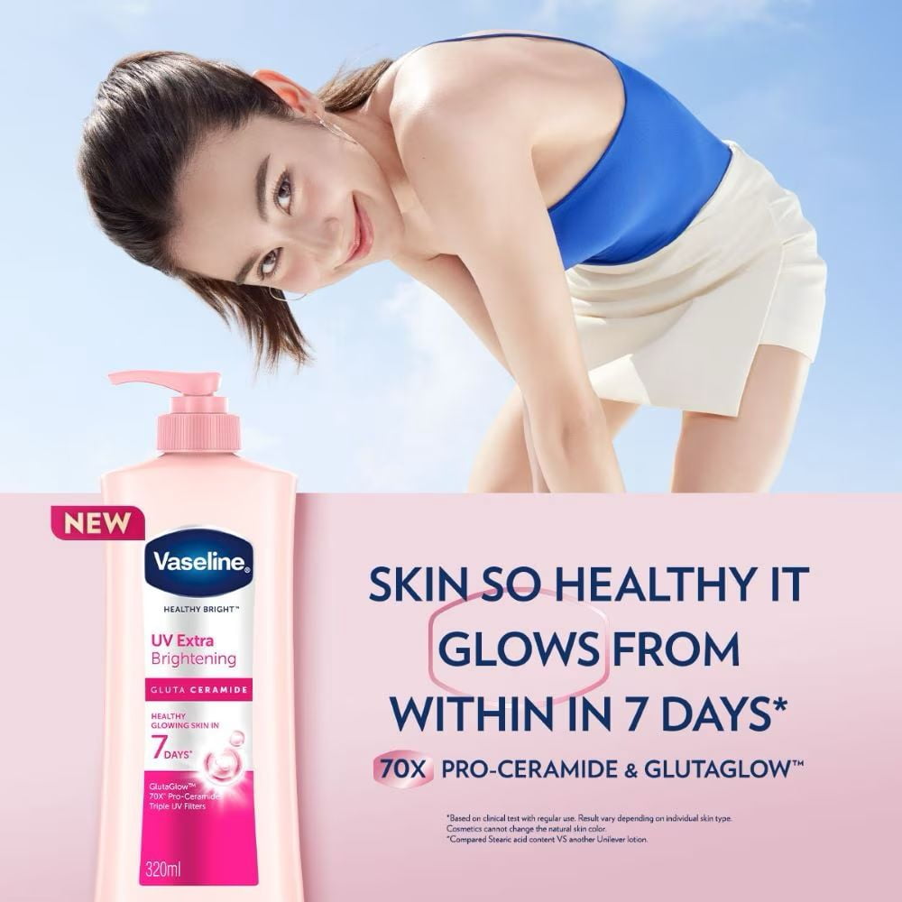 Vaseline Healthy Bright Moisturizing Brightening for Dull Skin with Niacinamide & Glutathione Body Lotion for Day Use 470 mL