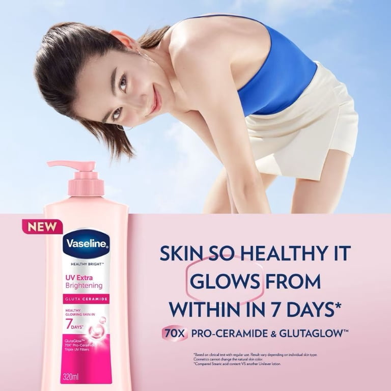 Vaseline Healthy Bright Moisturizing Brightening for Dull Skin with Niacinamide & Glutathione Body Lotion for Day Use 470 mL